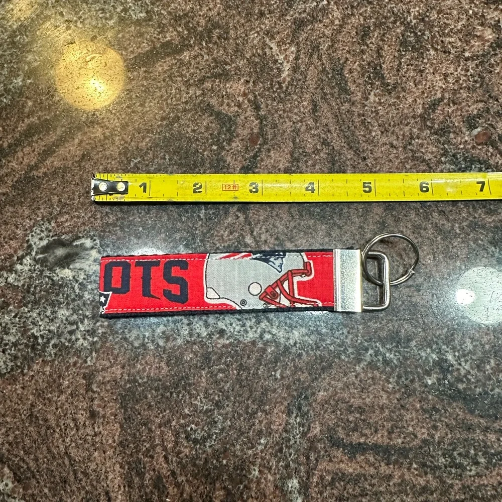 Handmade New England Patriots wristlet key fob keychain